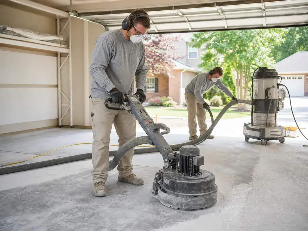 Garage Glow crew working on garage floor coating for an Atlanta homeowner